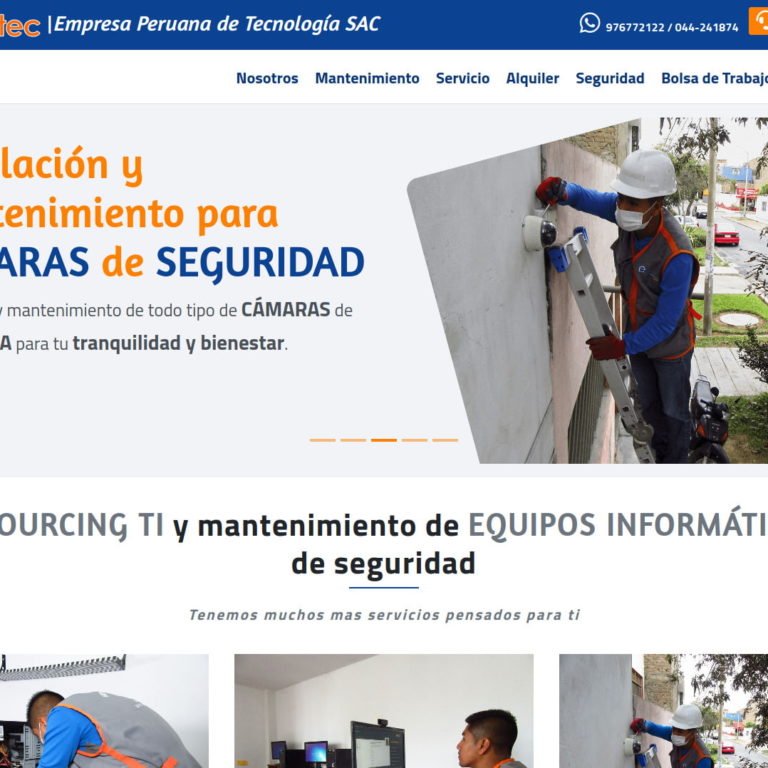 Portada principal del sitio web de Empetec SAC