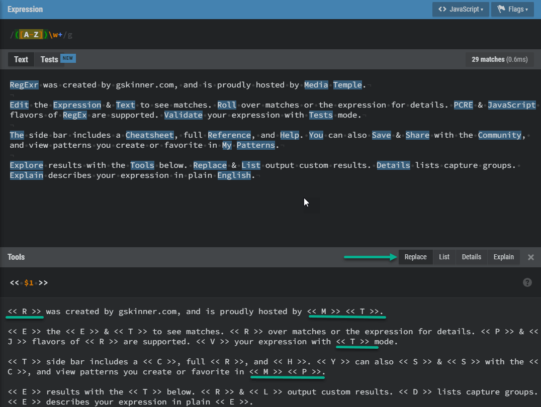 Herramienta para probar las regex