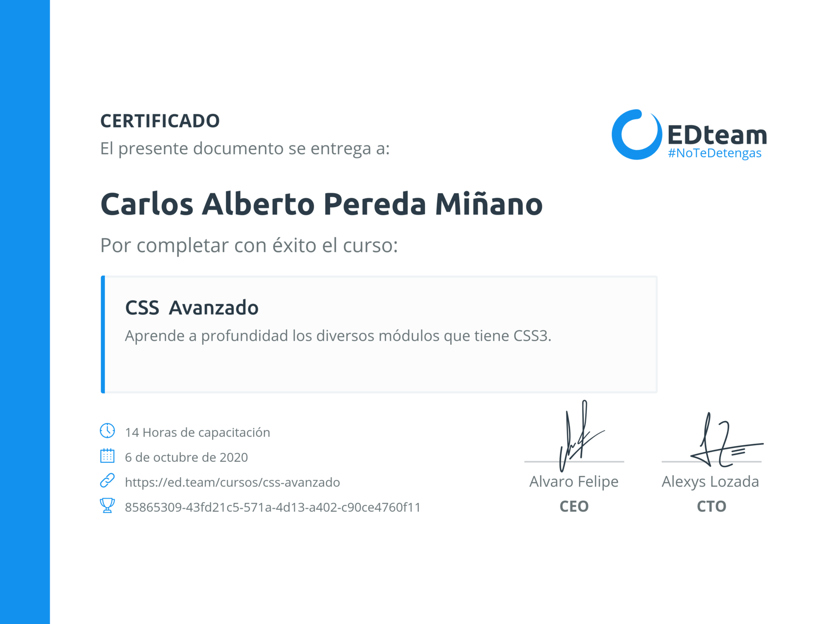 Certificado curso CSS avanzado